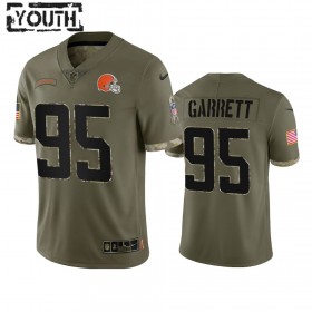 Tröjor Cleveland Browns Myles Garrett 95 Olive 2022 Salute To Service Limited - Barn